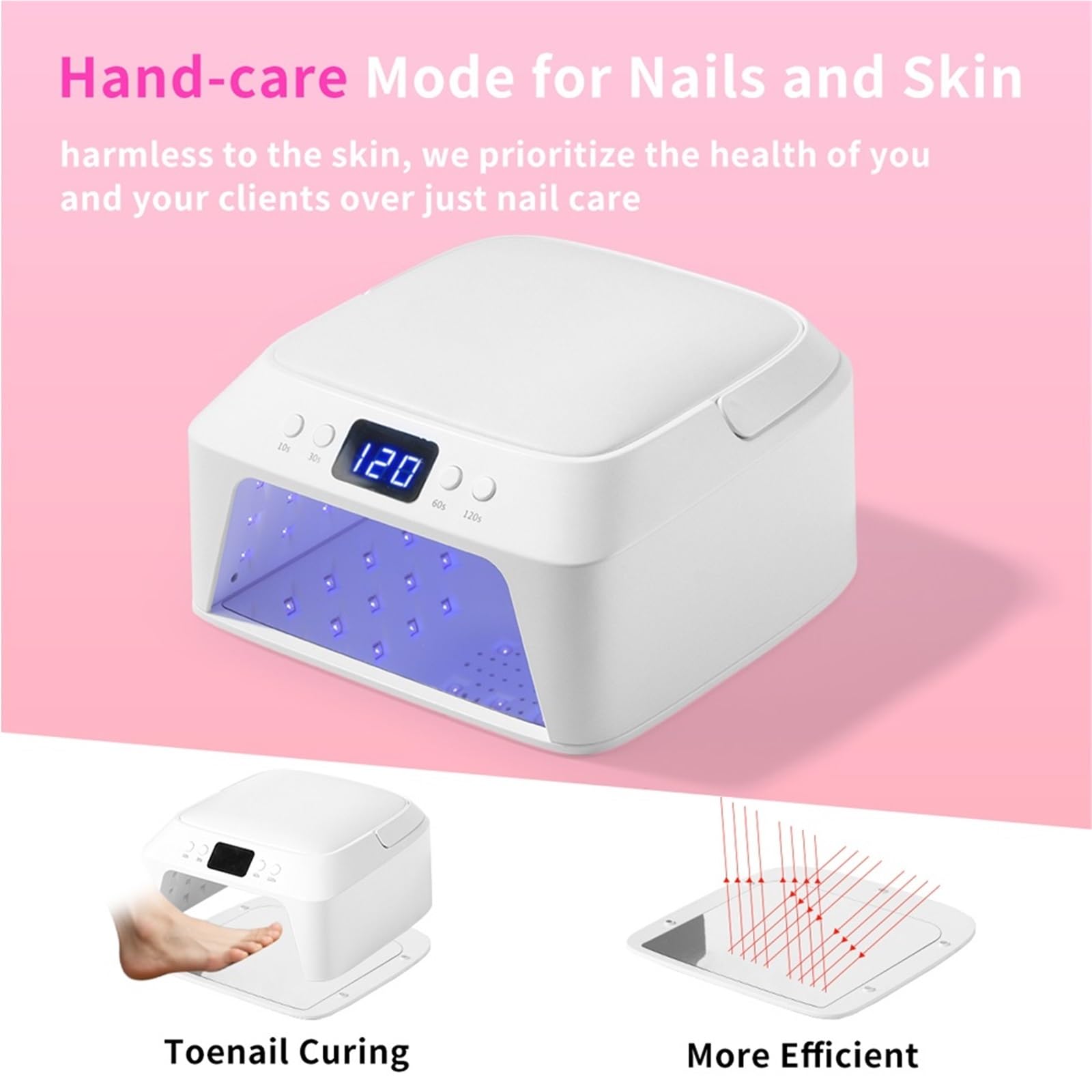 71 diod LED Lampa UV do paznokci Duża przestrzeń Suszarka z poduszką na dłonie Profesjonalna lampa Manicure Pedicure Praktyczny