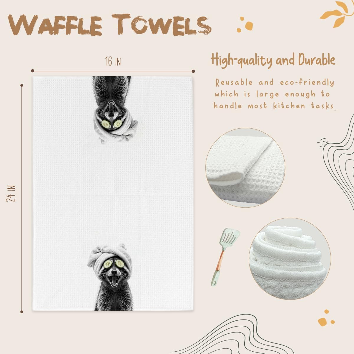 1 PCS Raccoon Hand Towels for Bathroom,16x23.5 Soft Microfiber,Cute Animal Gifts for Kids & Adults,Raccoon Themed Kitchen, Bath, Guest Room Decor Housewarming Present - HX01 - Image 2
