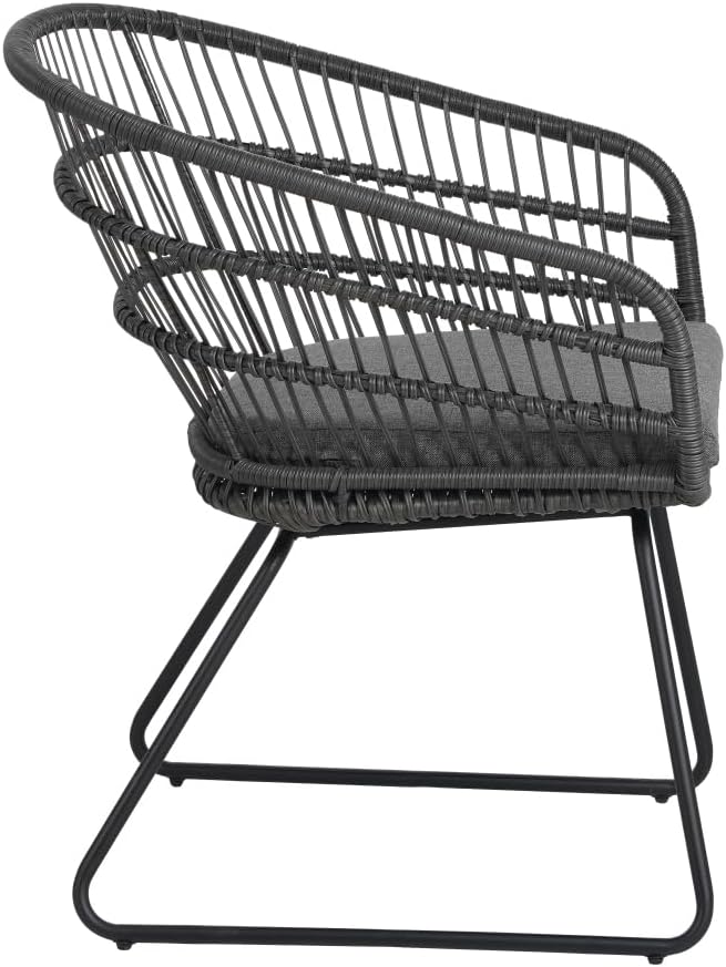 Elountik 2-Piece Gray Chair Set with 2 Cushions, Terry Design for Comfortable Living Room or Office Seating
