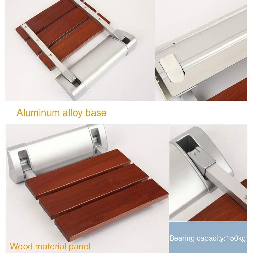 Generic Asiento de ducha plegable de madera montado en la pared, taburete de baño plegable para personas mayores y discapacitados, soporta 330 libras, silla de ducha plegable