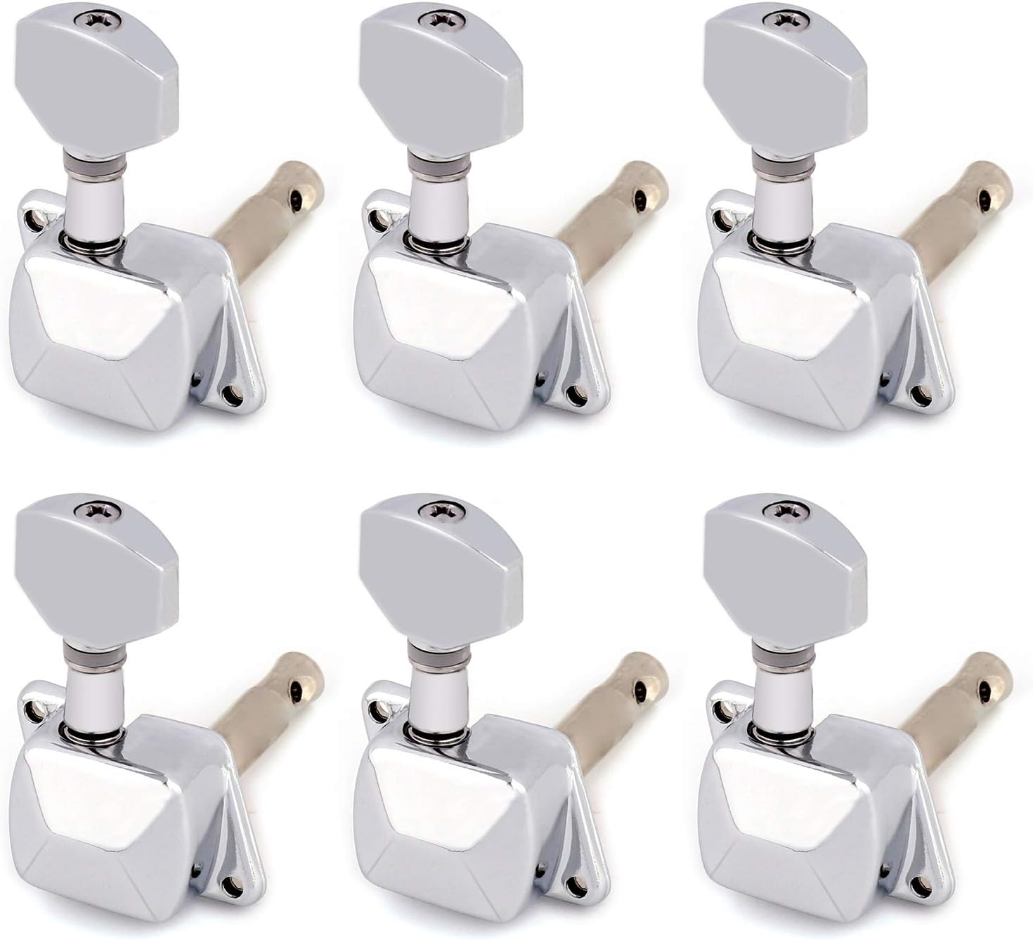 Metallor Semiclosed String Tuning Pegs Tuning Keys Machine Heads Tuners 6 In Line for Right Handed Electric Guitar Acoustic Guitar parts Replacement Set of 6Pcs Chrome 6R. : Musical Instruments