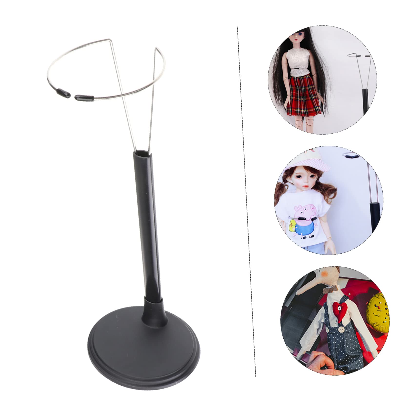 YARNOW 2Pcs Creative Doll Stand Portable and Sturdy Support Rack for Dolls Height Display for Home and Store Use Black