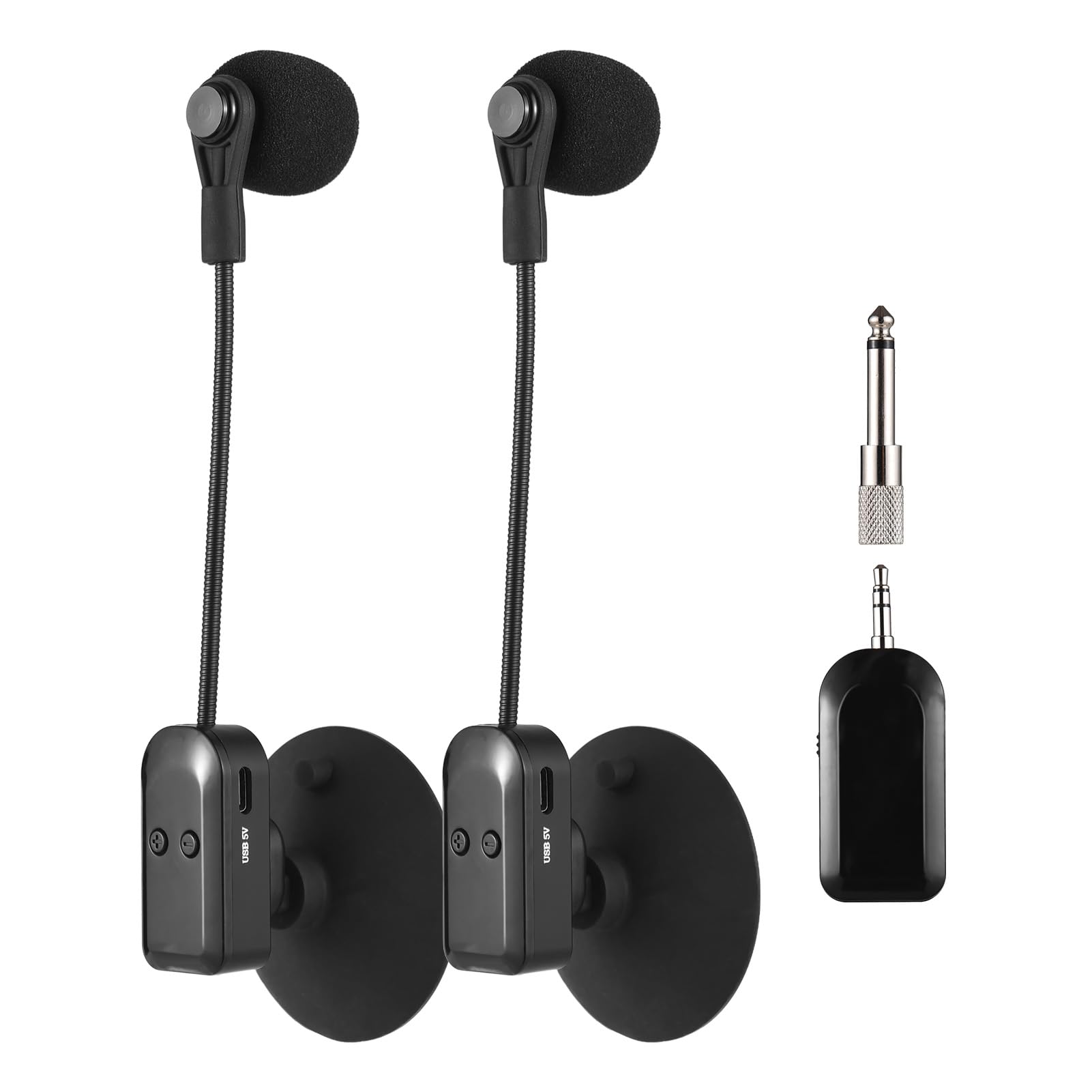 Btuty Ricevitore Microfono Per Strumenti Wireless 2.4g Con Ventosa Staccabile Altoparlanti A Fisarmonica Amplificatore Vocale Pickup Microfono Riduzione Del Rumore Dal Vivo Portata 39,9 M (Con 2)