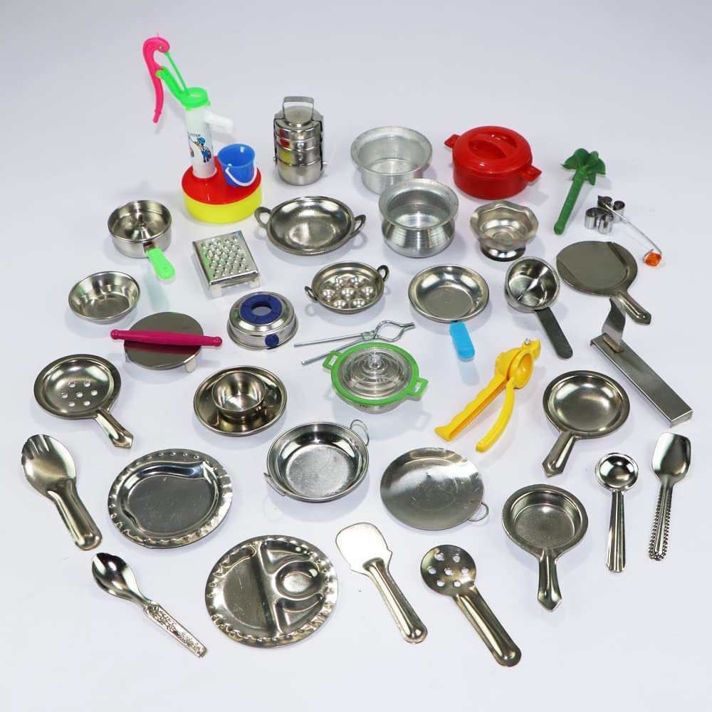 37 Pieces - Miniature Kitchen Set, Mini Kitchen Set, Kitchen Set for Kids Girls, Real Cooking Kit for Play, Steel Kitchen Set for Girls, Choppu Jaman, Miniature Cooking Set (Pack - 37) (B0B9KBSR8Y) Amazon Price History, Amazon Price Tracker