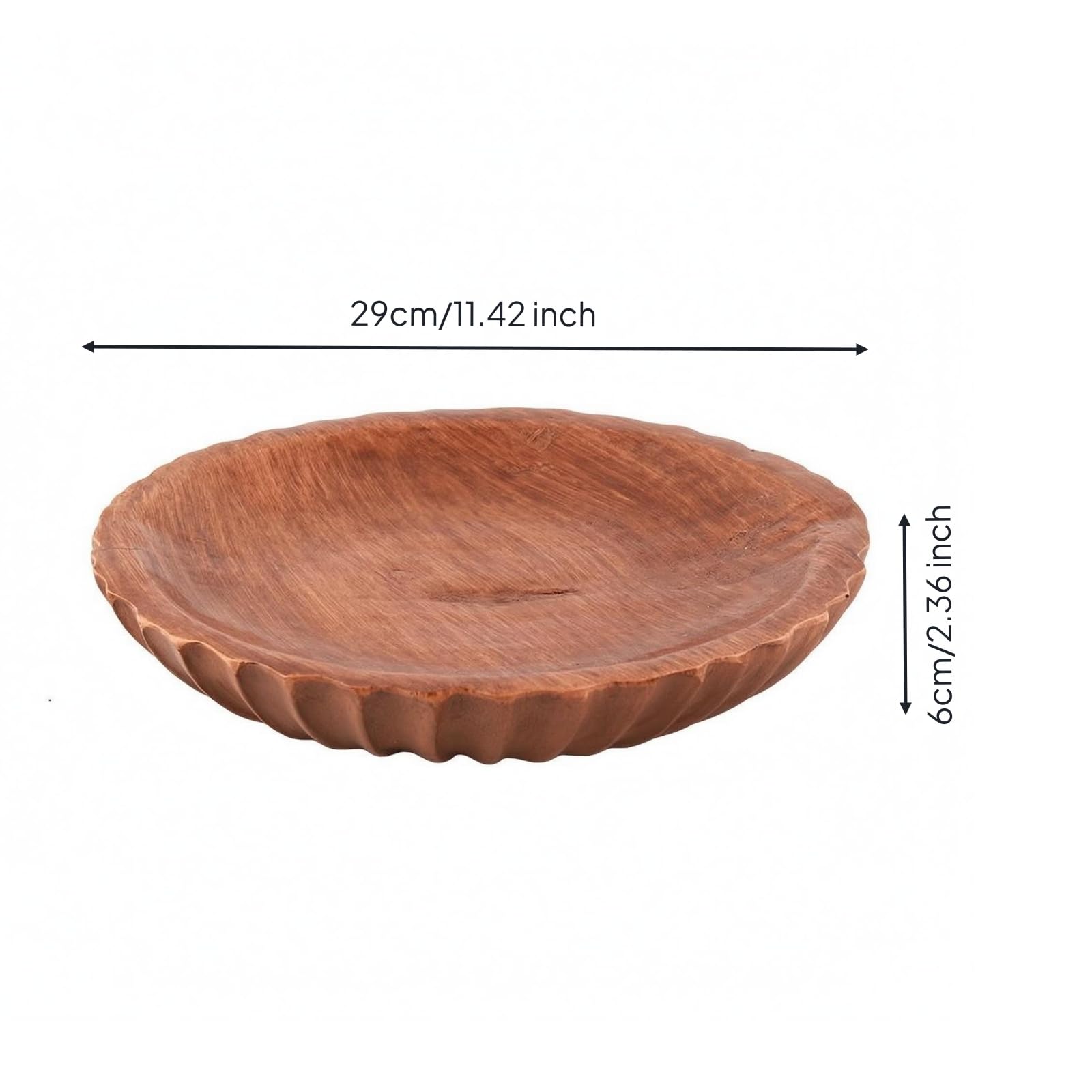 Milageto Ciotola Industriale Vassoio Rotondo Ciotola Decorativa Piatto da Portata Centro Tavola in Resina Effetto Venature Legno Forma Bassa E Ampia Adatta a, Short