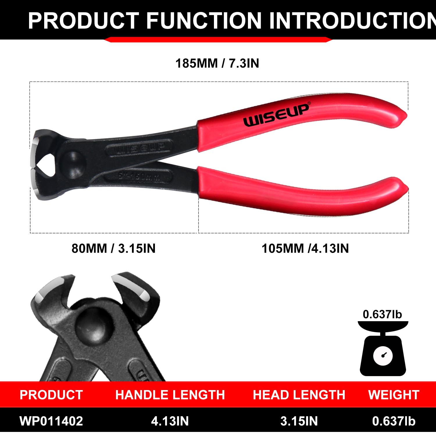WISEUP Extracteur de clous, 17,8 cm, finition noire, pince de charpentier en acier au chrome vanadium, pince coupante pour enlever les agrafes ou outils d'installation de sol (17,8 cm)