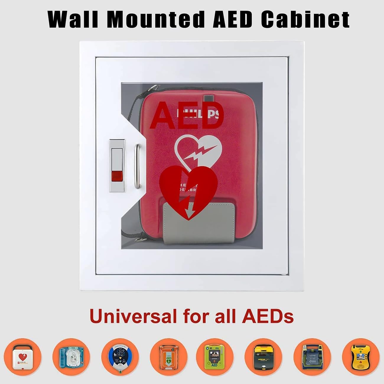 Defibrillator-Schrank, Wandmontage, Industrie-Stil, wetterfest, Erste-Hilfe-Schrank für Büro, Pflegeheim, Bus