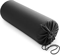 Vista 1 de Saloniture Funda de almohada cilíndrica de microfibra para cojines de mesa de masaje, 30 x 9 pulgadas con cierre de cordón, color negro