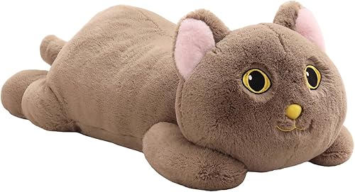 YESGIRL Animales de peluche con peso de gato de 26.4 pulgadas, 5 libras, animal de felpa grande, bonita almohada de peluche, suave regalo de peluche