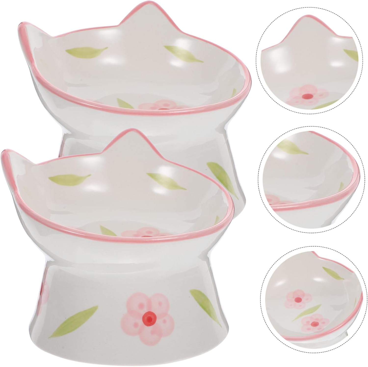 2pcs Capacity Raised Cat Bowl Pet Supplies for Cat and Puppy Feeder Neck Protection Design