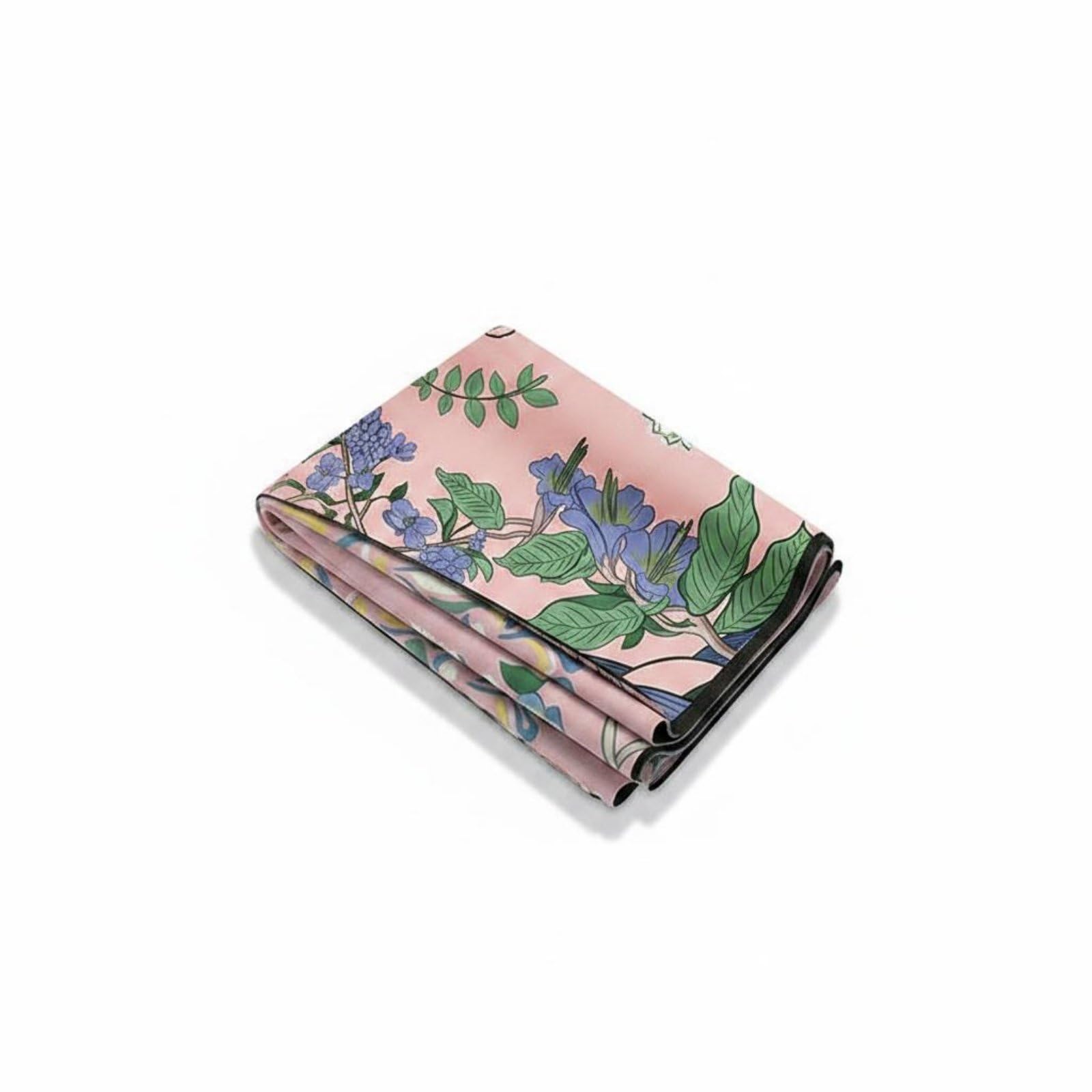 Sweat-Absorbing Travel Exercise Mat Mat Natural Rubber Foldable Exercise Mat Mat Anti-Slip Sports Gear Sound Dampening for Travelers, Home Workout, Gym, Floral Pink-image-11