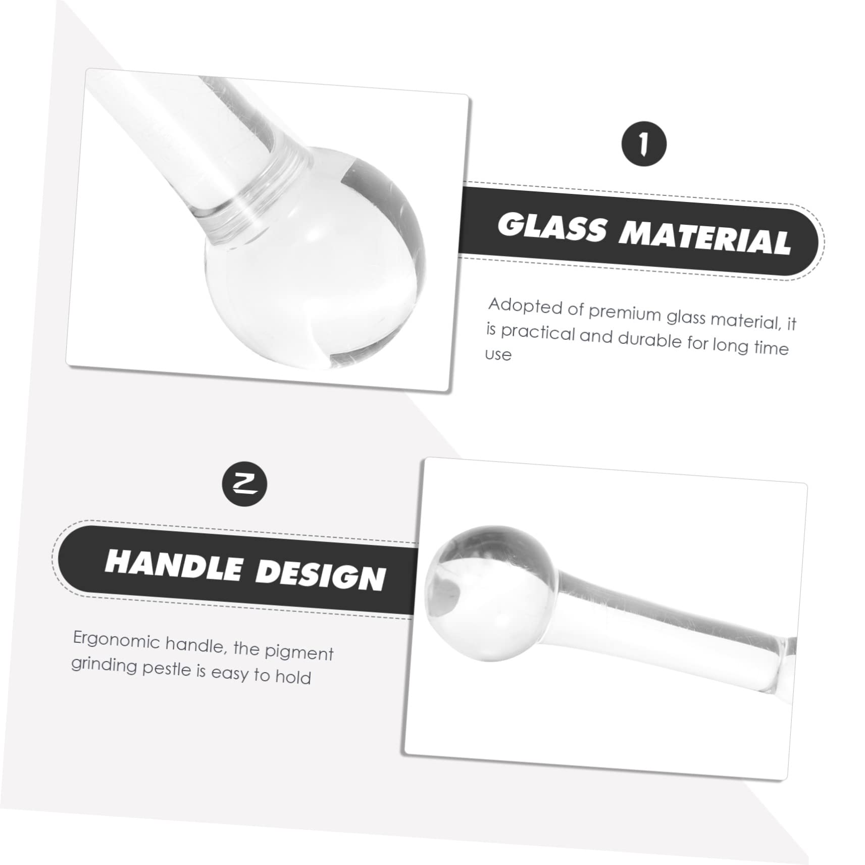 2St Mahlstößel malerbedarf malsachen Malerei-Werkzeug Herstellung Malpigmentmühle Tassen Schleifer Spatel Schleifstab für zu Hause hausgemachte Pigmentversorgung Glas Transparent
