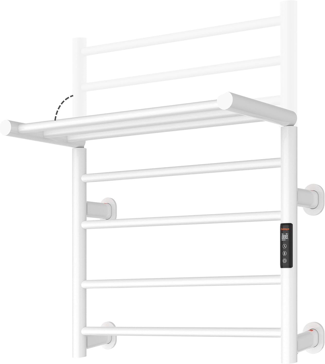 Foldable Heated Towel Rack, Dual-Zone Electric Towel Warmer Rack with Timer, GFCI Plug-in or Hardwired, Wall-Mounted, Drill-Free Installation, Matte White, CA3-700X550-Standard-MW