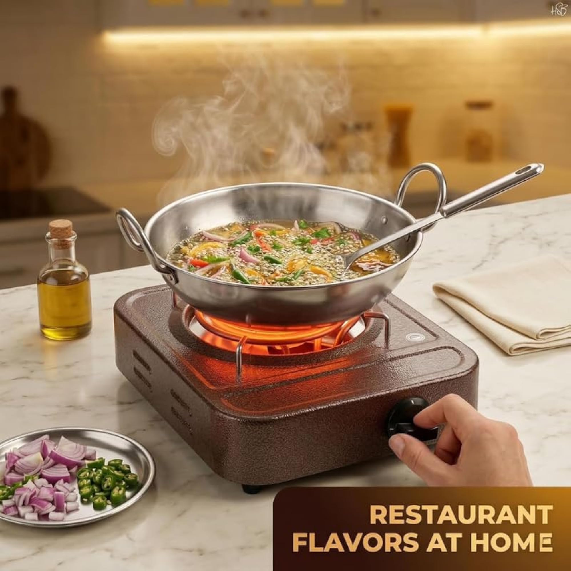 Portable Electric Hot Plate with Adjustable Heat, 2000W