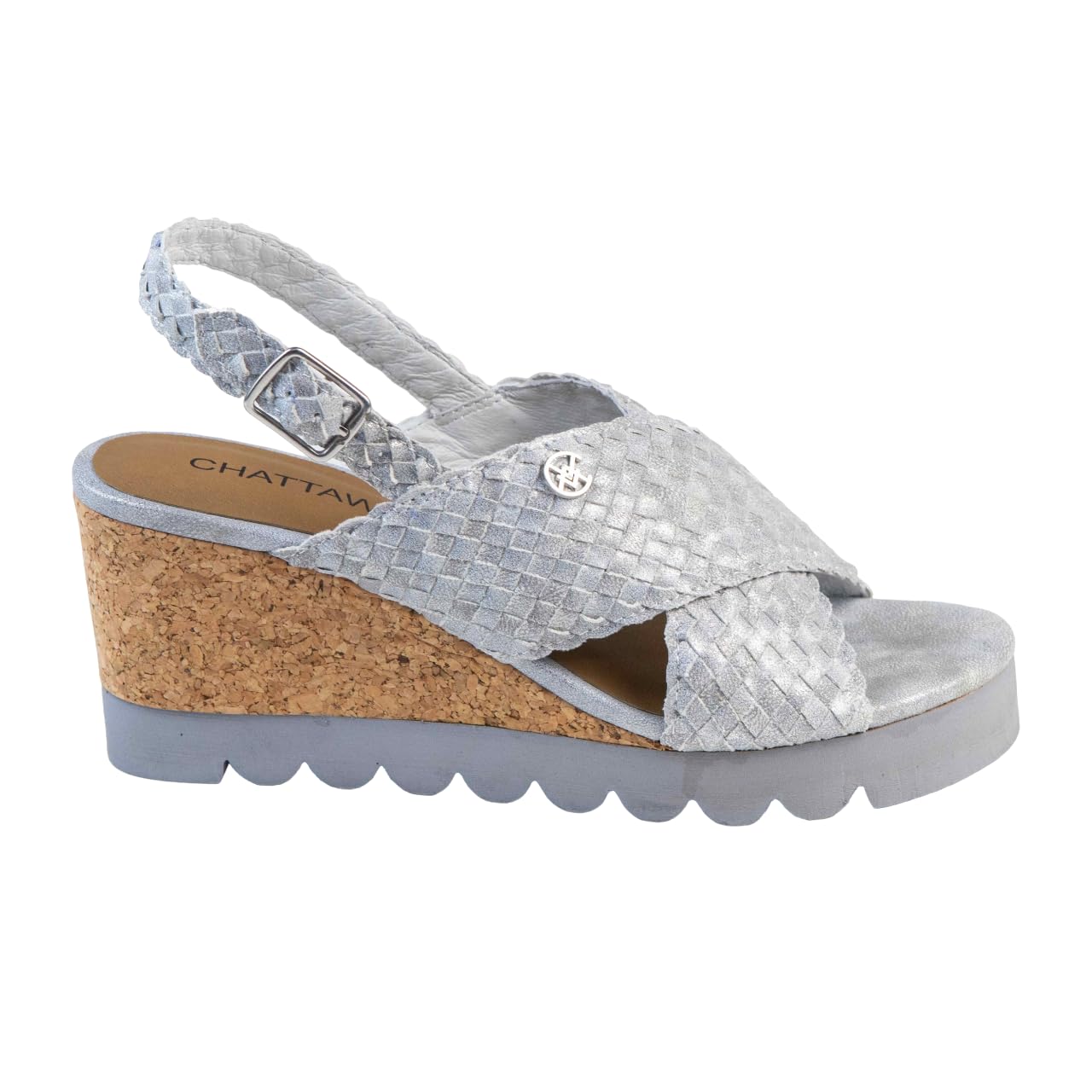 CHATTAWAK Damen 18hfinasilber 38 Sandale mit Absatz, Silber, EU