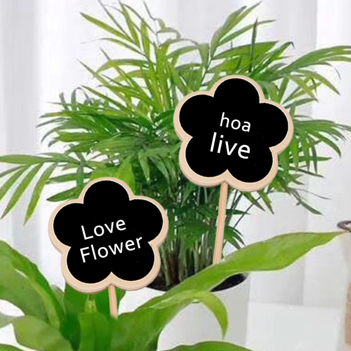 BESPORTBLE 20pcs Flower Shaped Wooden Mini Chalkboard Signs Black Board for Plant Decorating and Message Writing Lightweight Garden Flower and Plants Tags