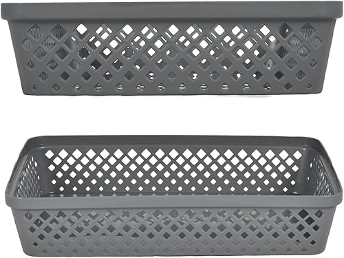 Miniatura 4 de Glad Juego de cestas de almacenamiento de plástico, bandejas multiusos para cajones, contenedores de despensa de cocina y cubos de baño, paquete de