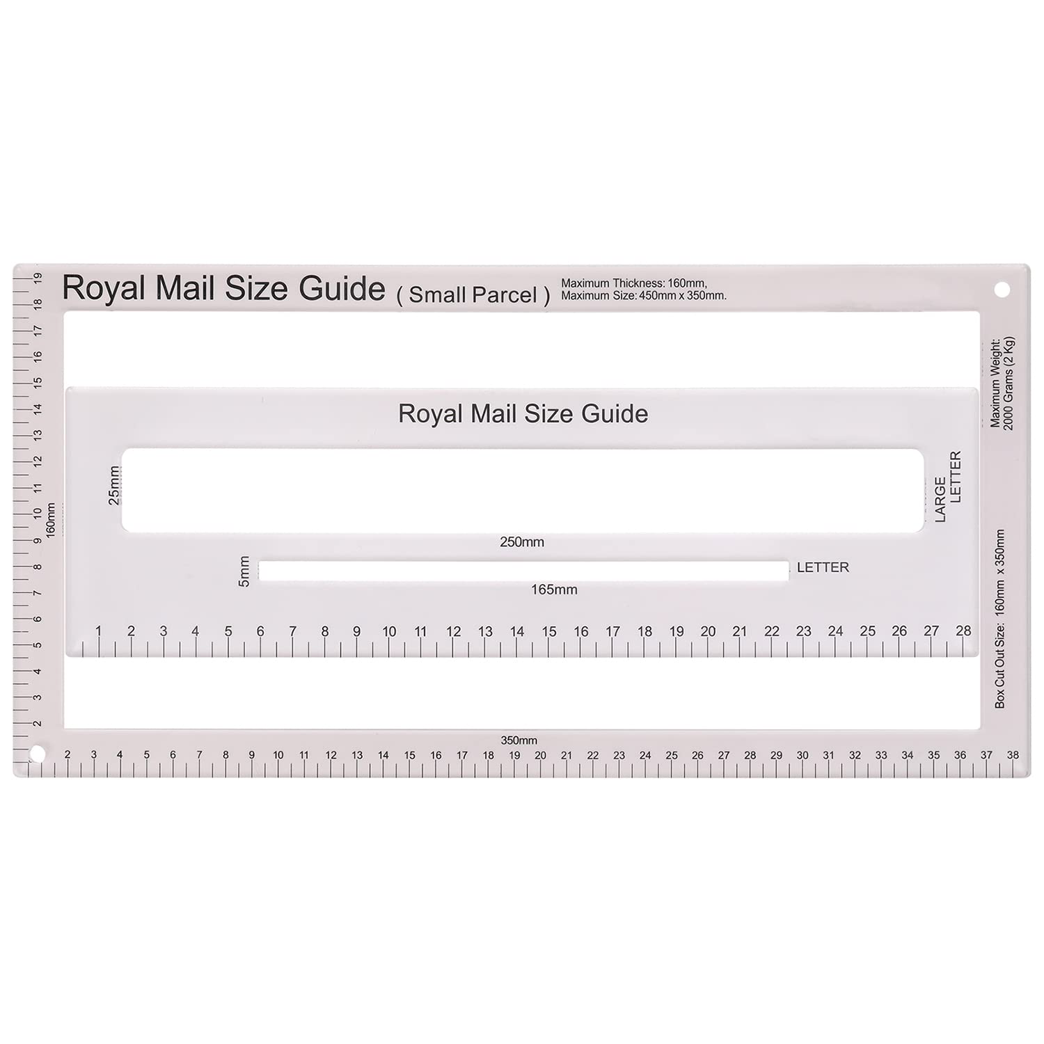 WedDecor PiP Postal Size Charge Guide, Parcel Size Packaging Shipping Mail Pricing Guide in Proportion Template Size Measurement for Post Office Postage, White