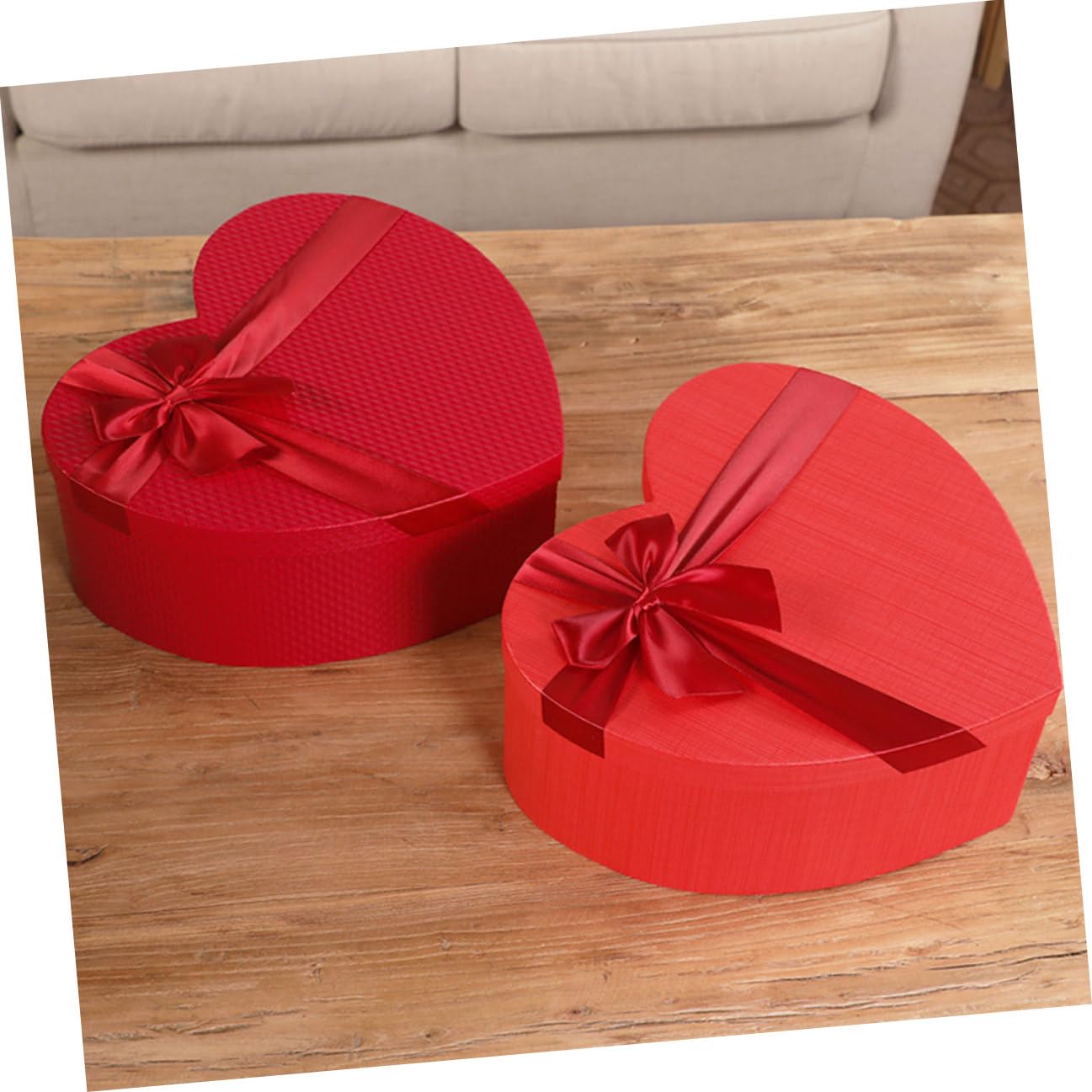 FONDOTIN Herzförmige Geschenkbox 3 Stück Rot mit Deckel Süßigkeiten und Schmuckaufbewahrung für Valentinstag und Hochzeit
