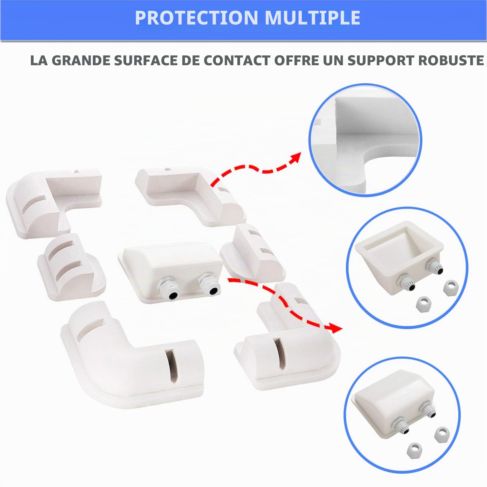 Lot de 7 supports de montage pour panneau solaire sans perçage pour cadre en bois, caravanes, camping-cars, bateaux, abris de jardin, caravanes, capot, blanc
