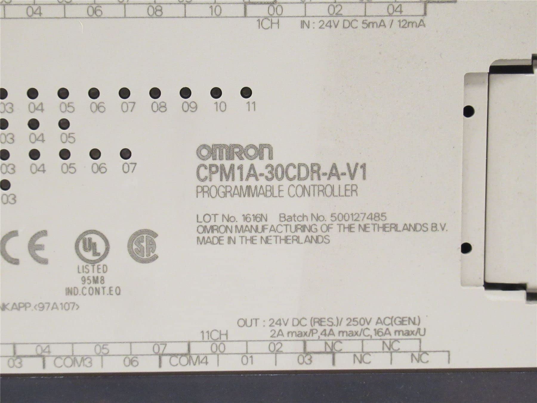 Omron CPM1A-30CDR-A-V1; Controller; 230VAC; 24"; 16-Out