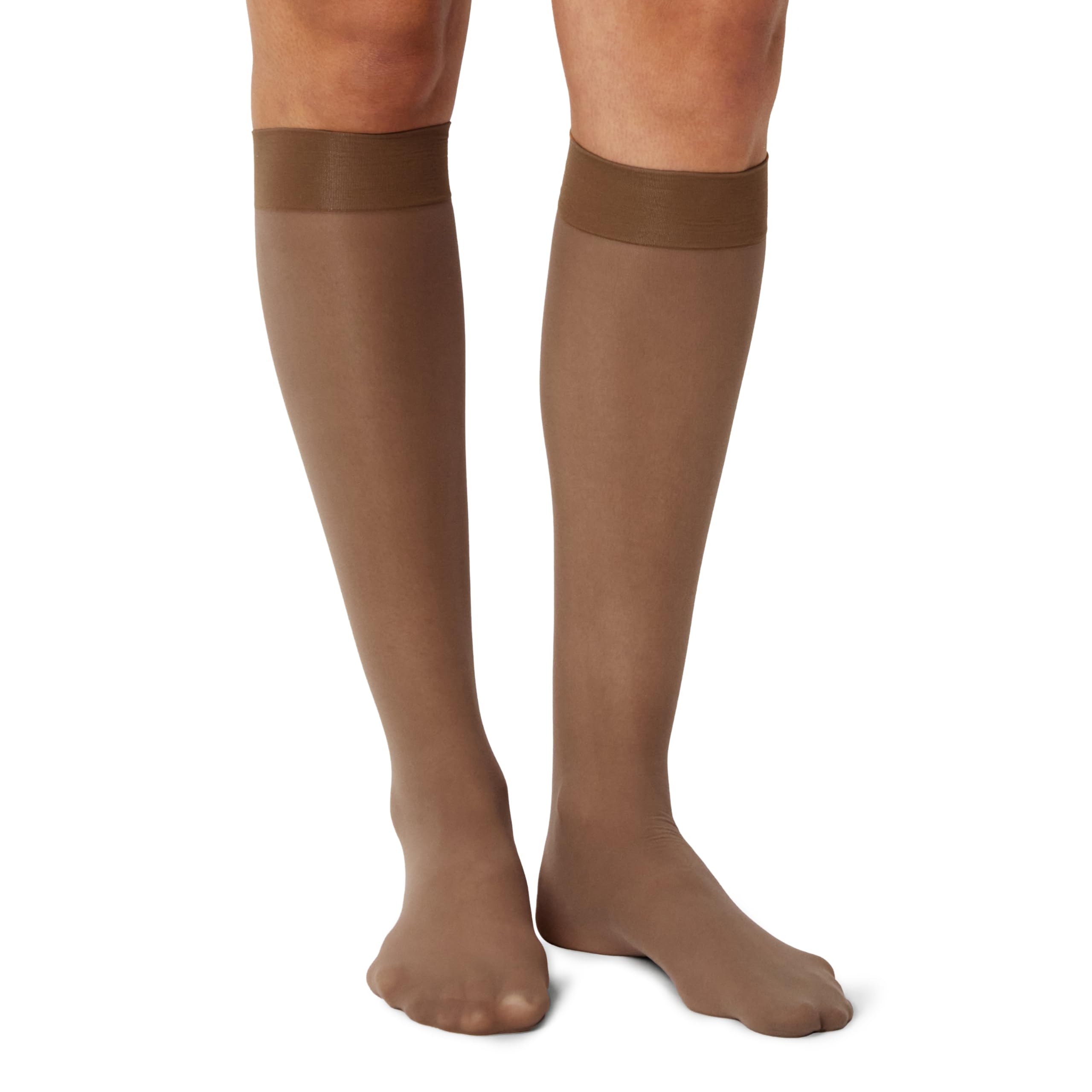 Amazon Essentials Women's Sheer Knee-High Stockings, 2 Pairs, Medium, 5.5-10