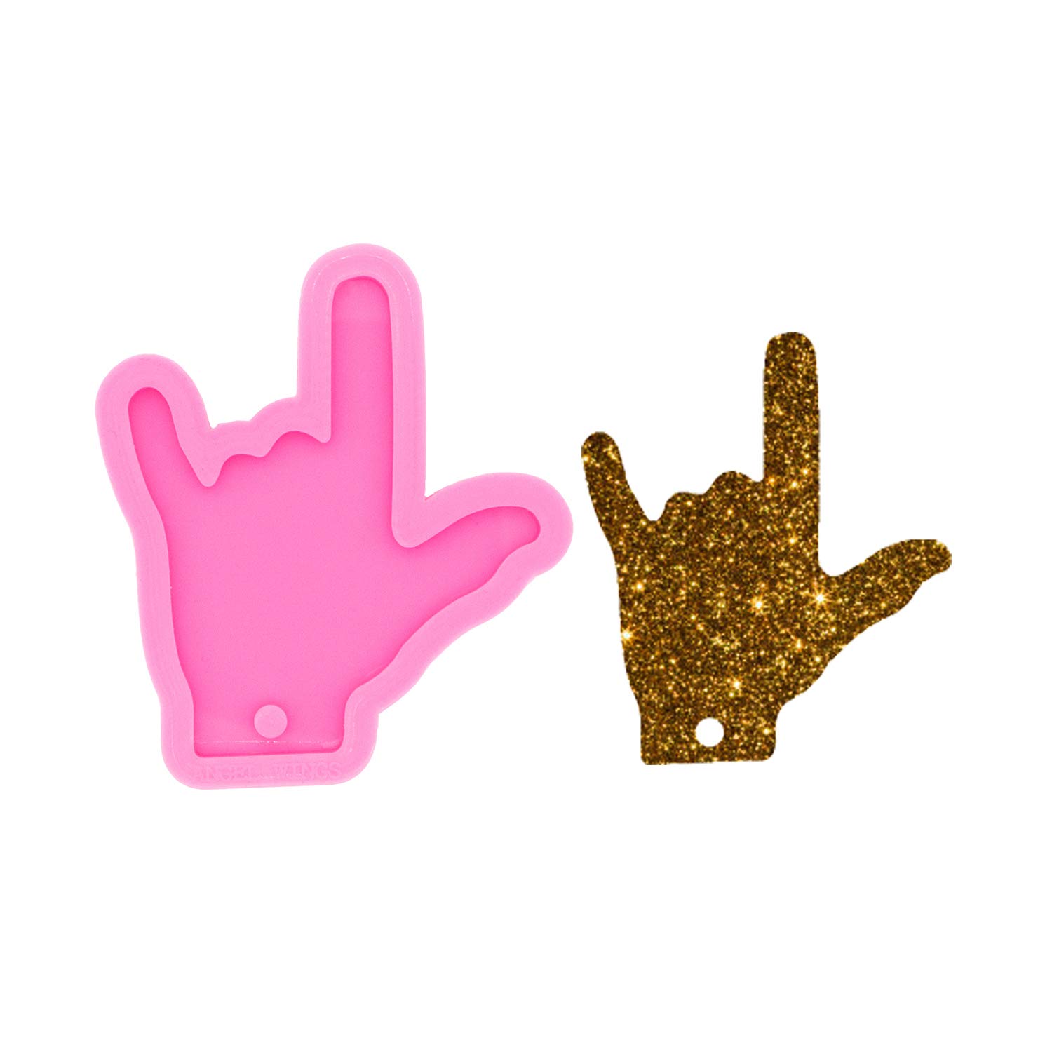 Super Shiny I Love You Sign Language Keychain Mold Resin Silicone Molds Epoxy Resin Craft Nacklace Pendant Jewelry Supplies Polymer Clay Molds Cake Decoration Silicone Mould