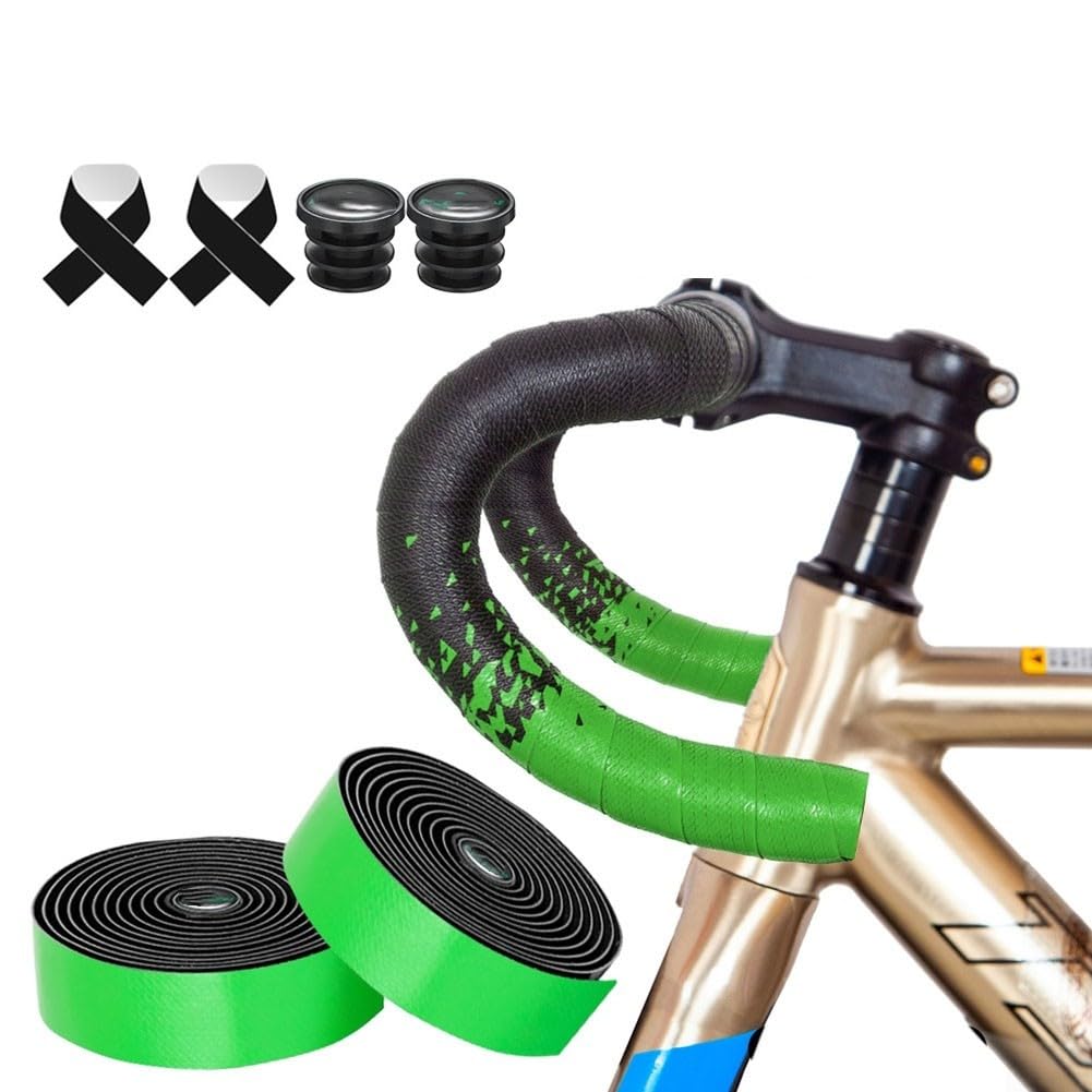 Bike Handlebar Tape with Gradient EVA Foam Cushion and Anti Skid PU for Road Bicycle Drop Bars Offering Comfortable Grip (green) โ image 1