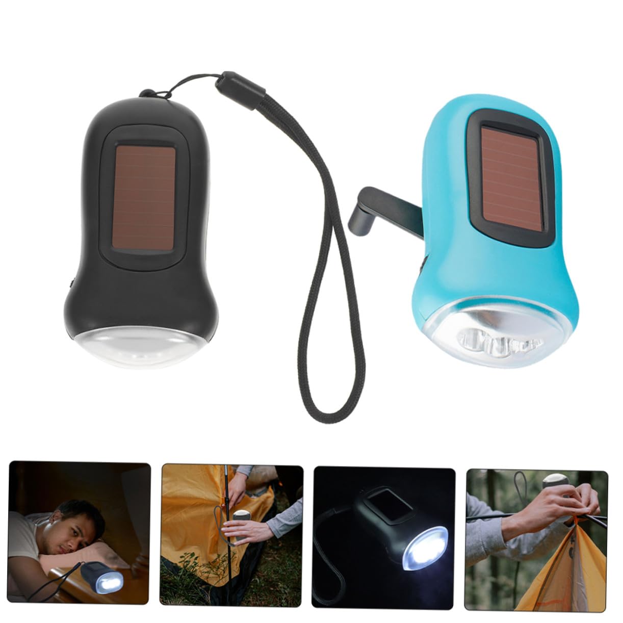 Angoily 2pezzi Torcia Elettrica Portatile Ricarica Solare e Manovella Luce Led Per Campeggio Escursionismo Ed Emergenze All Aperto