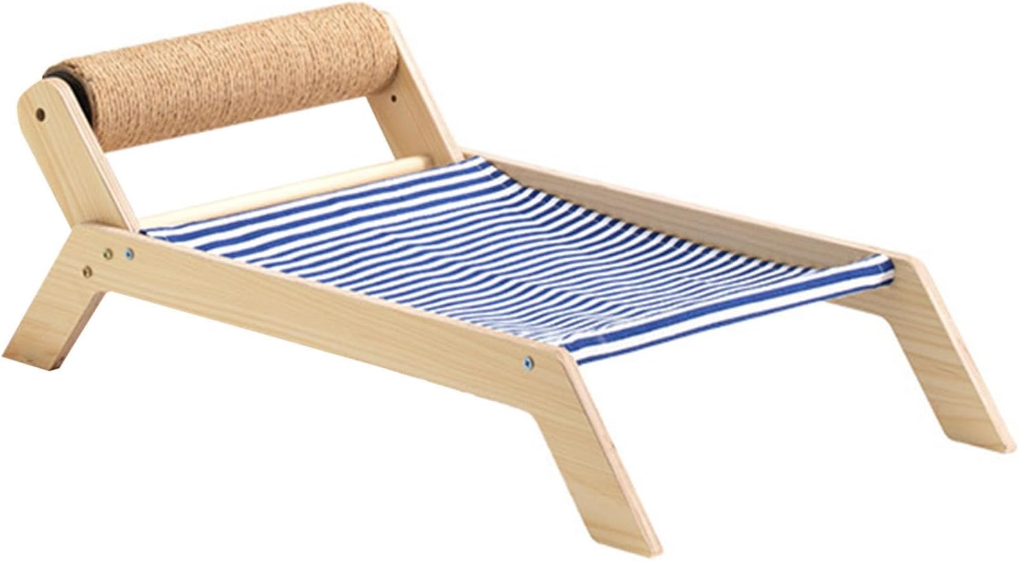 Semme Elevated Cat Beach Chair with Sisal Scratcher Summer IndoorOutdoor Hammock for Cats Safe and Design (Beach Sisal Roller Bed) (Roller Bed)