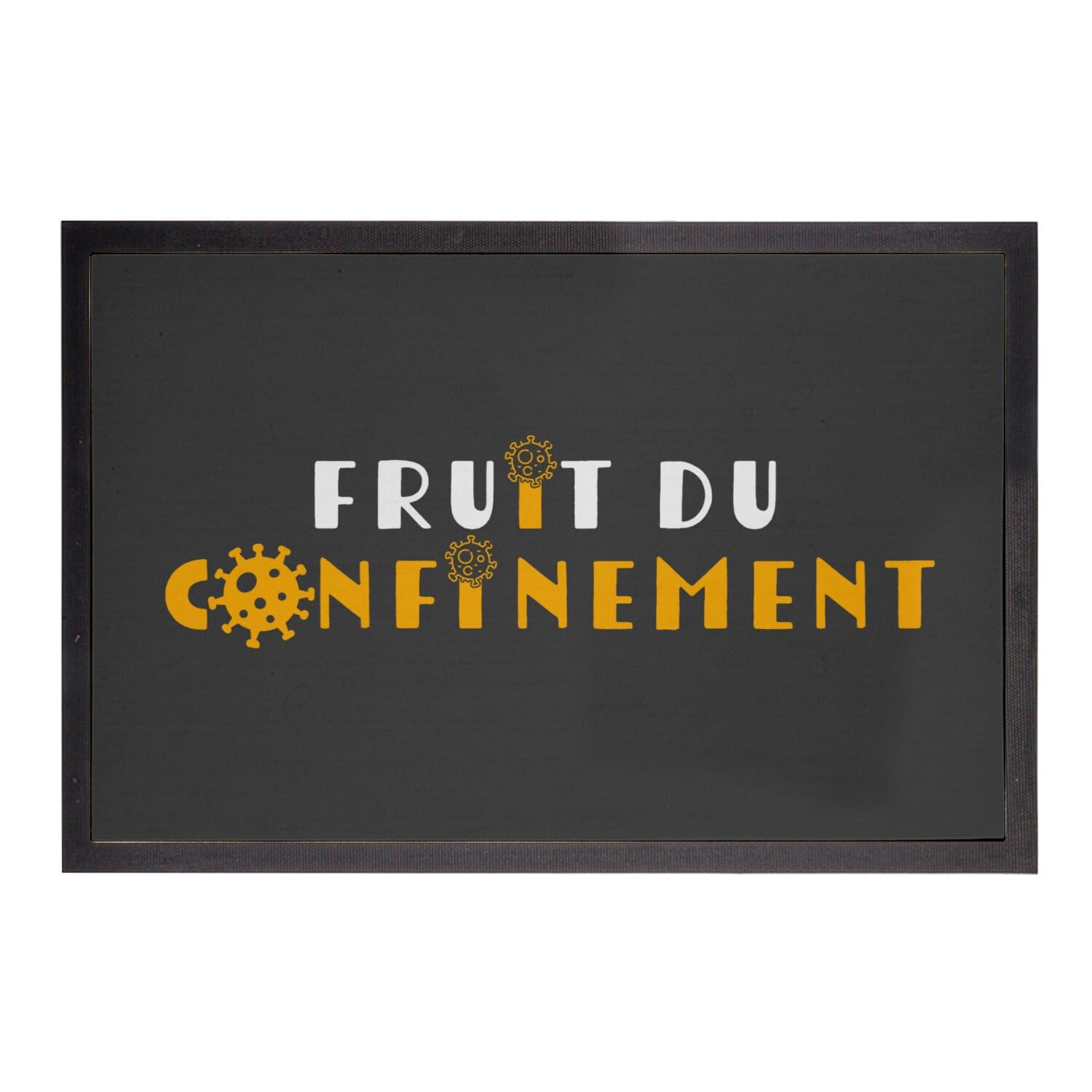 Paillasson noir fruit du confinement contre la saleté pour bébé 75x50