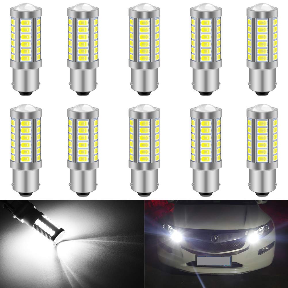 KATUR 10 szt. BAU15S 7507 1156PY PY21W 5630 33-SMD biała 900 lumenów 8000 K super jasna żarówka LED kierunkowskazu hamowania stop światła żarówka 12 V 3,6 W