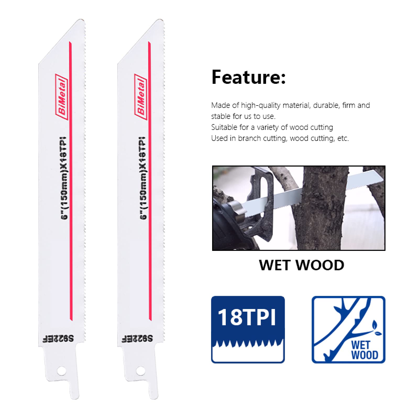 Piła tarczowa, S922EF 18TPI BIM Brzeszczot do piły Jig 6 ''do cięcia drewna rura z tworzywa sztucznego metalowy brzeszczot do piły szablastej, 2 szt.(10pcs)