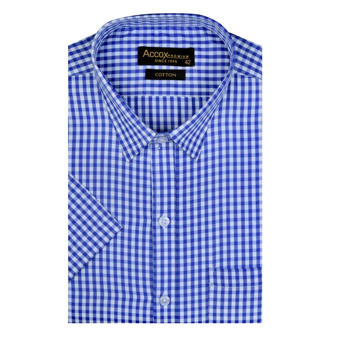 accox Men's Breathable Cotton Half Sleeves Regular Fit Checkered Formal Shirt for Men (GCR97)-picture-25