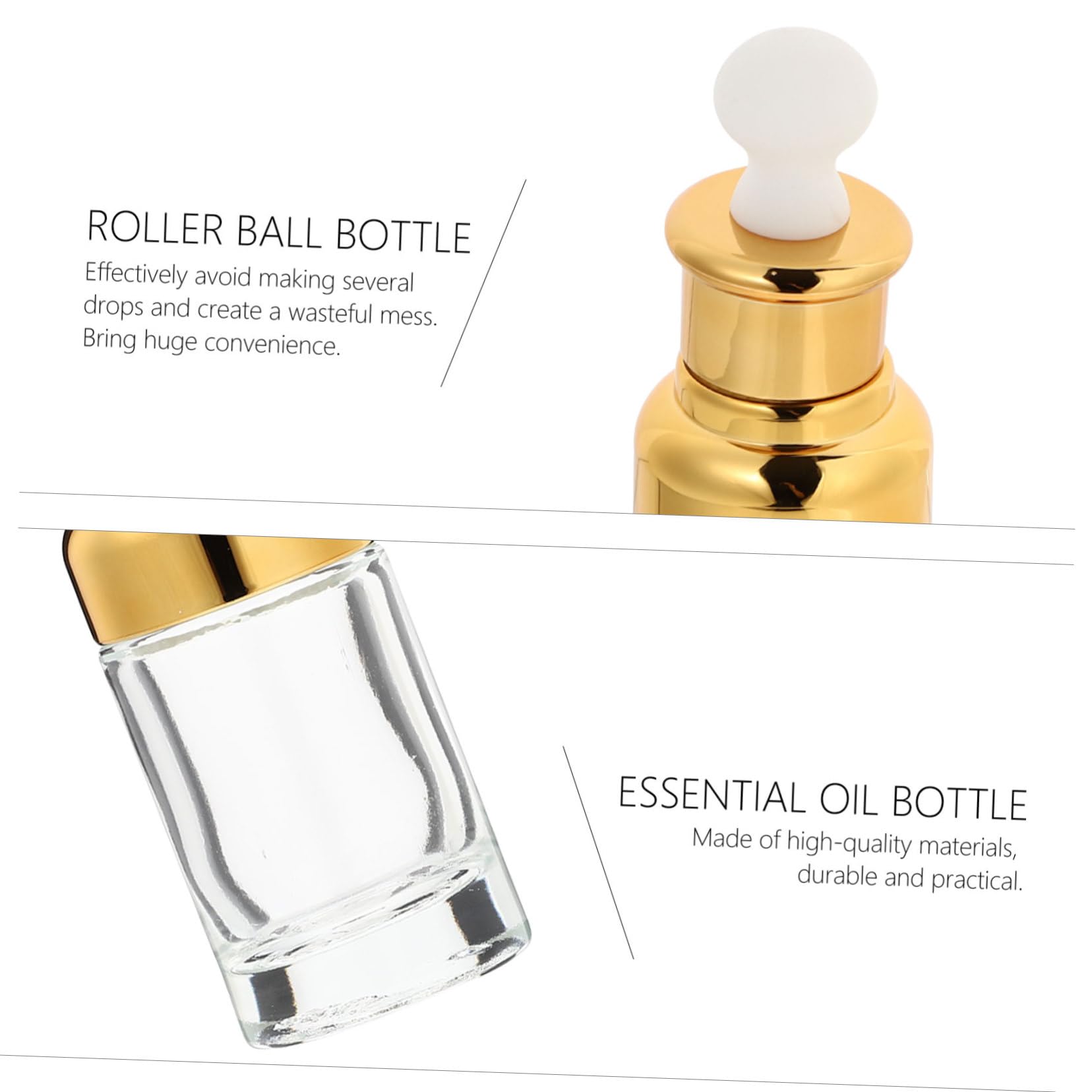 Homoyoyo Flacone Contagocce per Liquidi 50ml in Vetro Oro, 10 Pezzi
