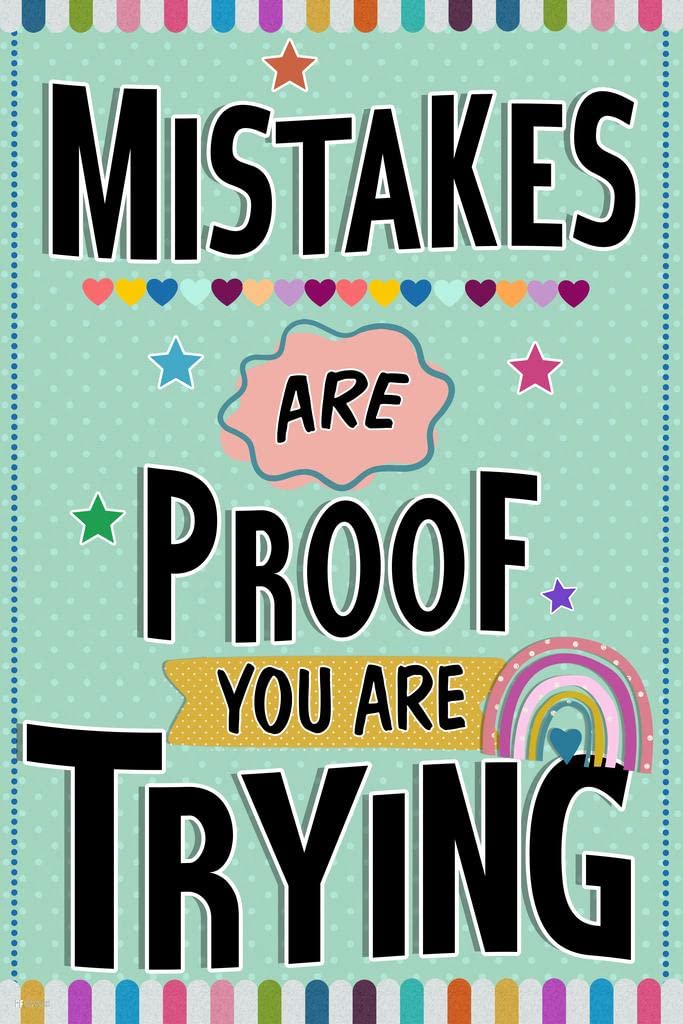 Growth Mindset Mistakes Poster For Classroom Motivational Math Class Rules Oh Happy Day Decor Cool Wall Art Print Poster 24x36