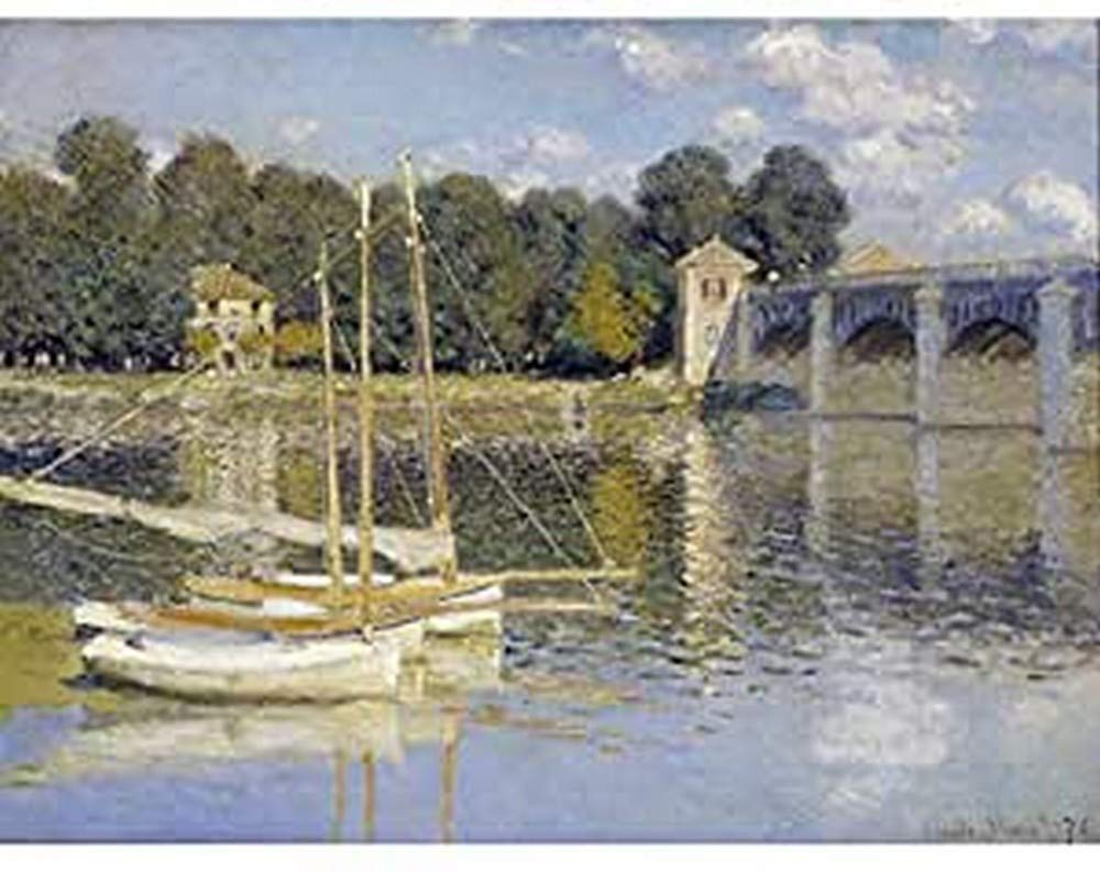 Claude Monet The Argenteuil Bridge Art Print Canvas Premium Wall Decor Poster Mural
