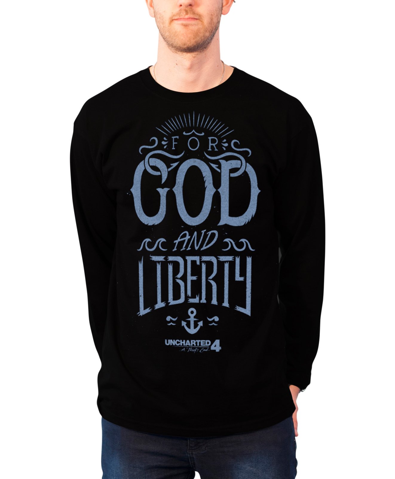 Officially Licensed Merchandise Uncharted 4 - For God And Liberty Sweatshirt (Black), XX-Large