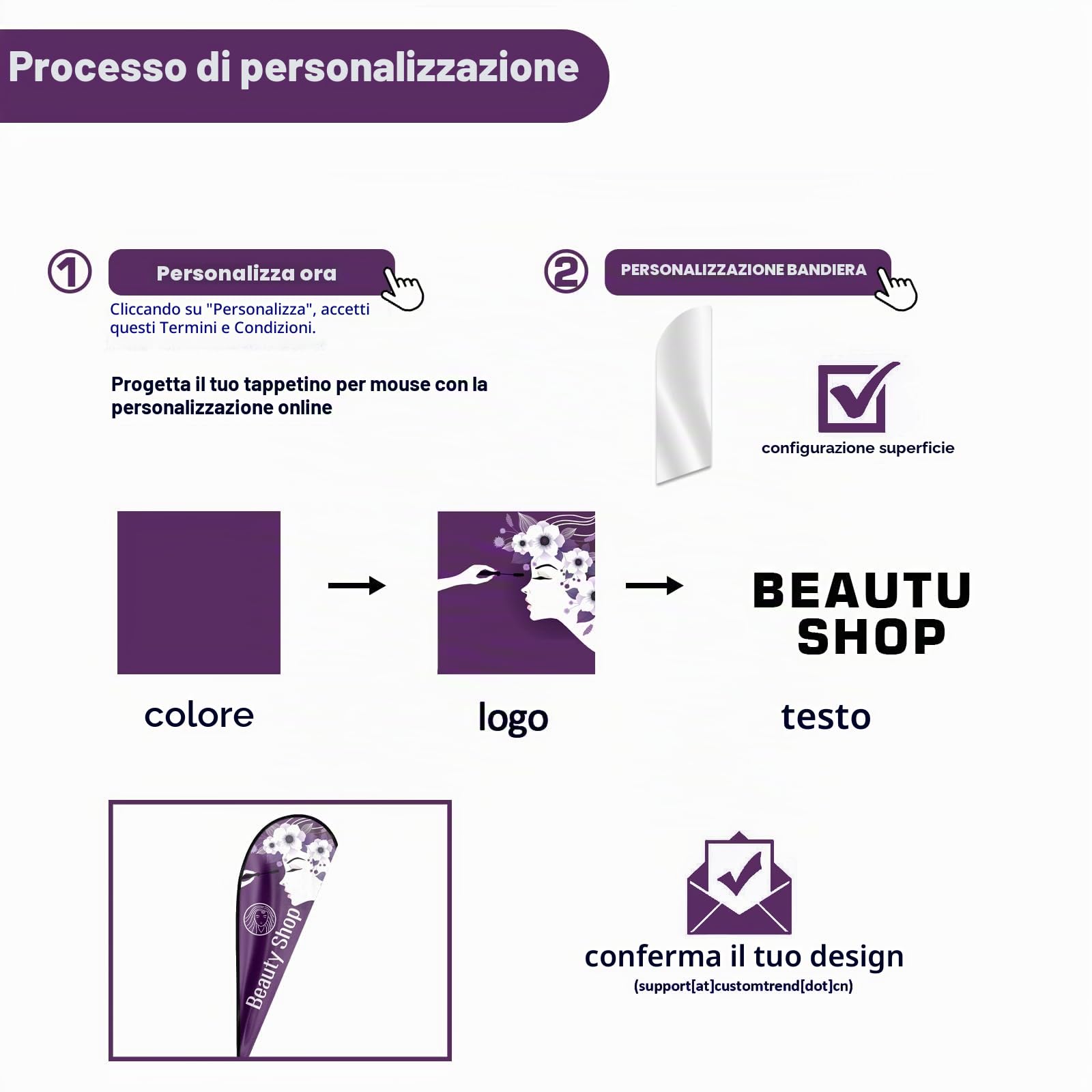 Bandiera pubblicitaria personalizzata a forma di goccia con kit post, palo da pavimento, bandiera piuma personalizzata per la stampa del proprio logo/immagine/testo per attività interna e