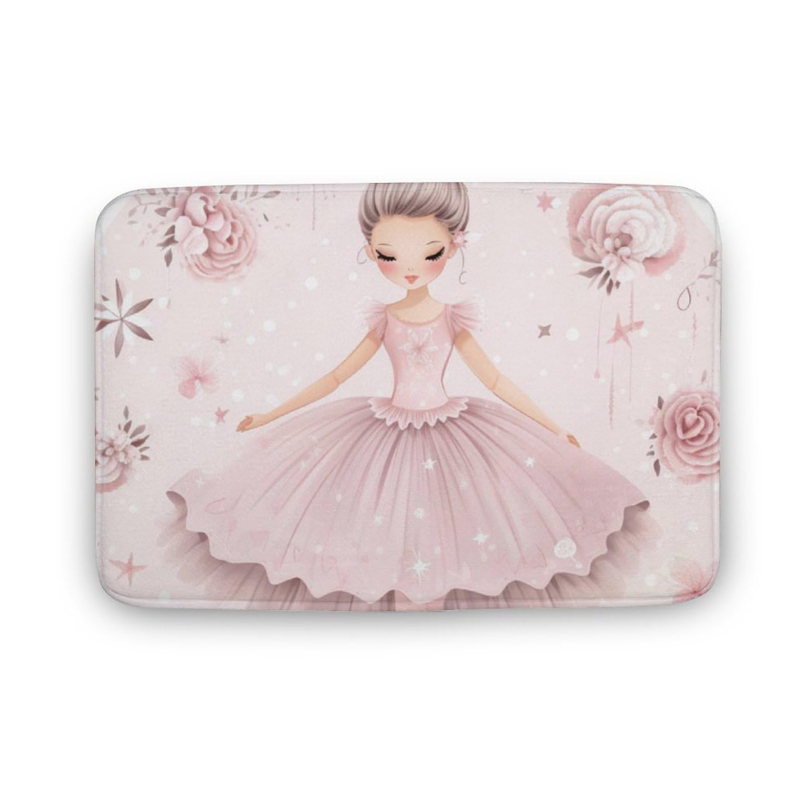 Bath Mat Ballerina Girls Bathroom Rugs Cute Girl Princess Ballerina Dancer Skirt Gymnastic Foam Indoor Doormat Front Door Welcome Mat for Room Entryway Floor Kitchen Non Slip Shower Mat 16