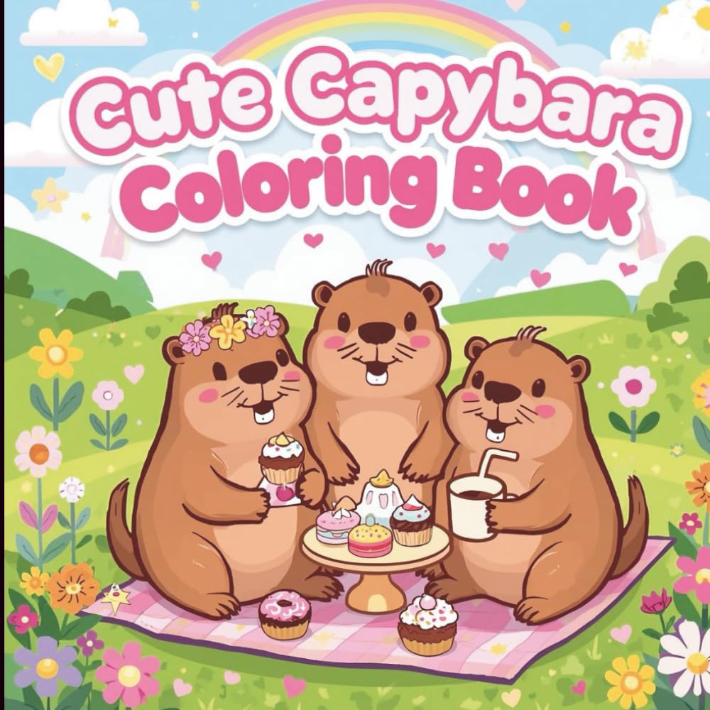 Cute Capybara Coloring Book: Relaxing, Cute Capybara Scenes for All Ages
