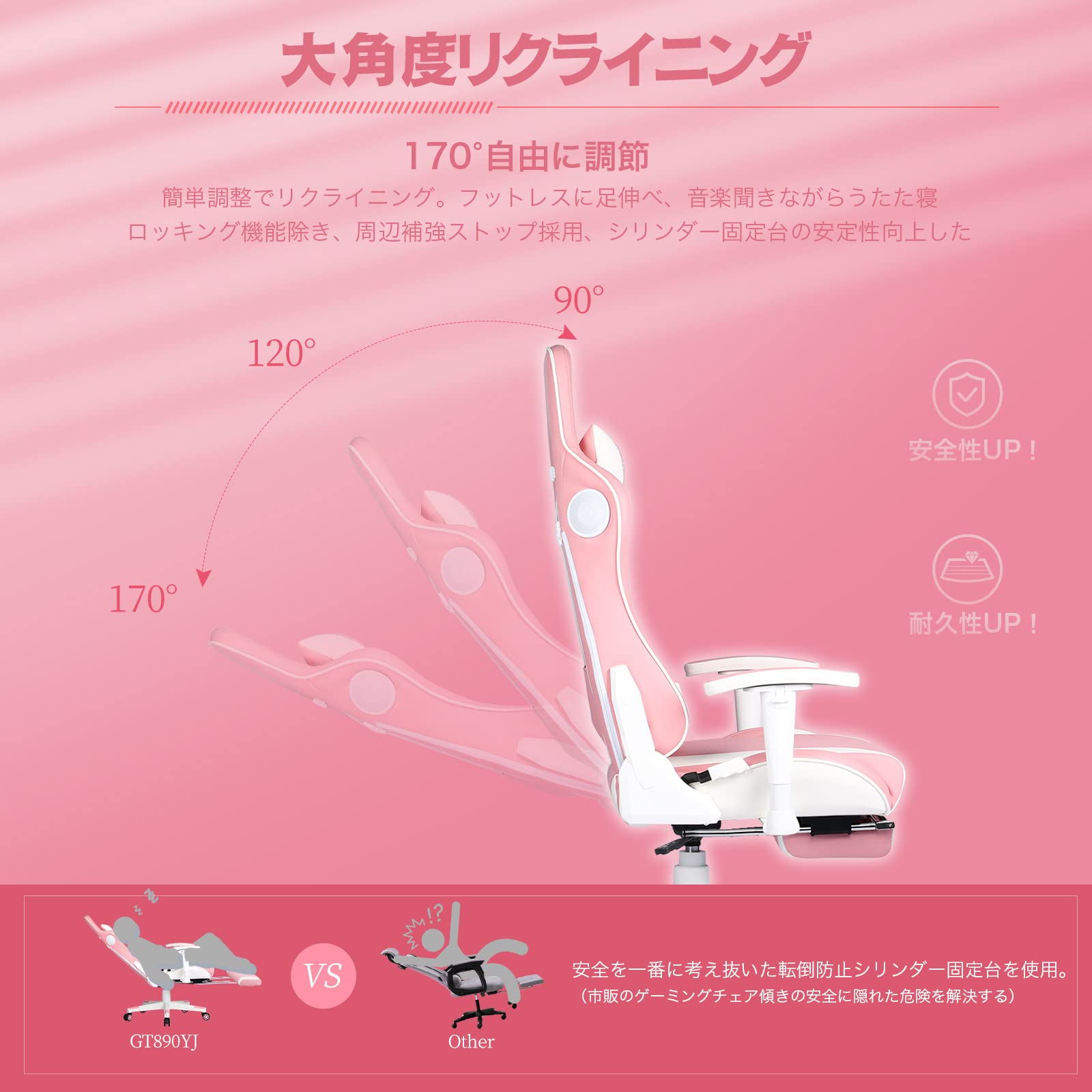 ゲーミング　リクライニング　オットマン　フットレストデスクチェア Amazon.co.jp: GTPLAYER ゲーミングチェア オットマン スピーカー付き