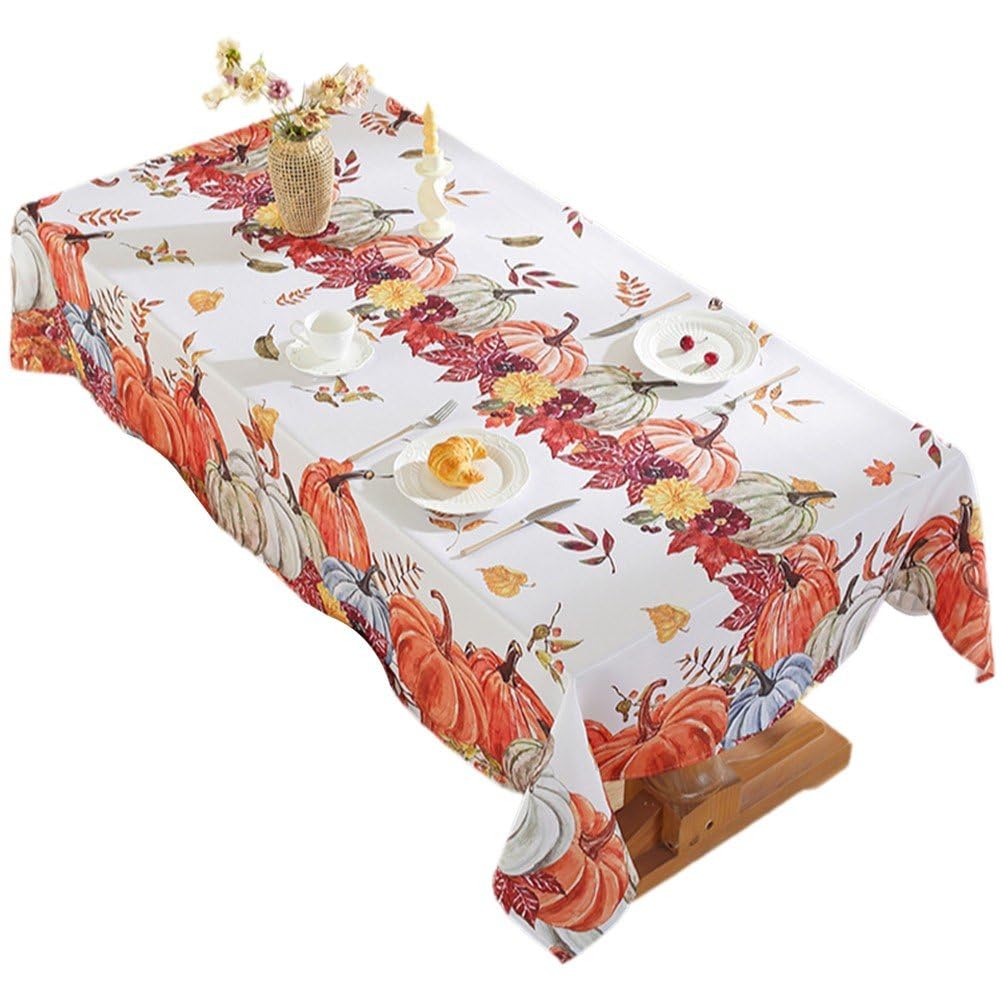 Nappe de Thanksgiving d'automne rectangulaire et imperméable avec citrouille