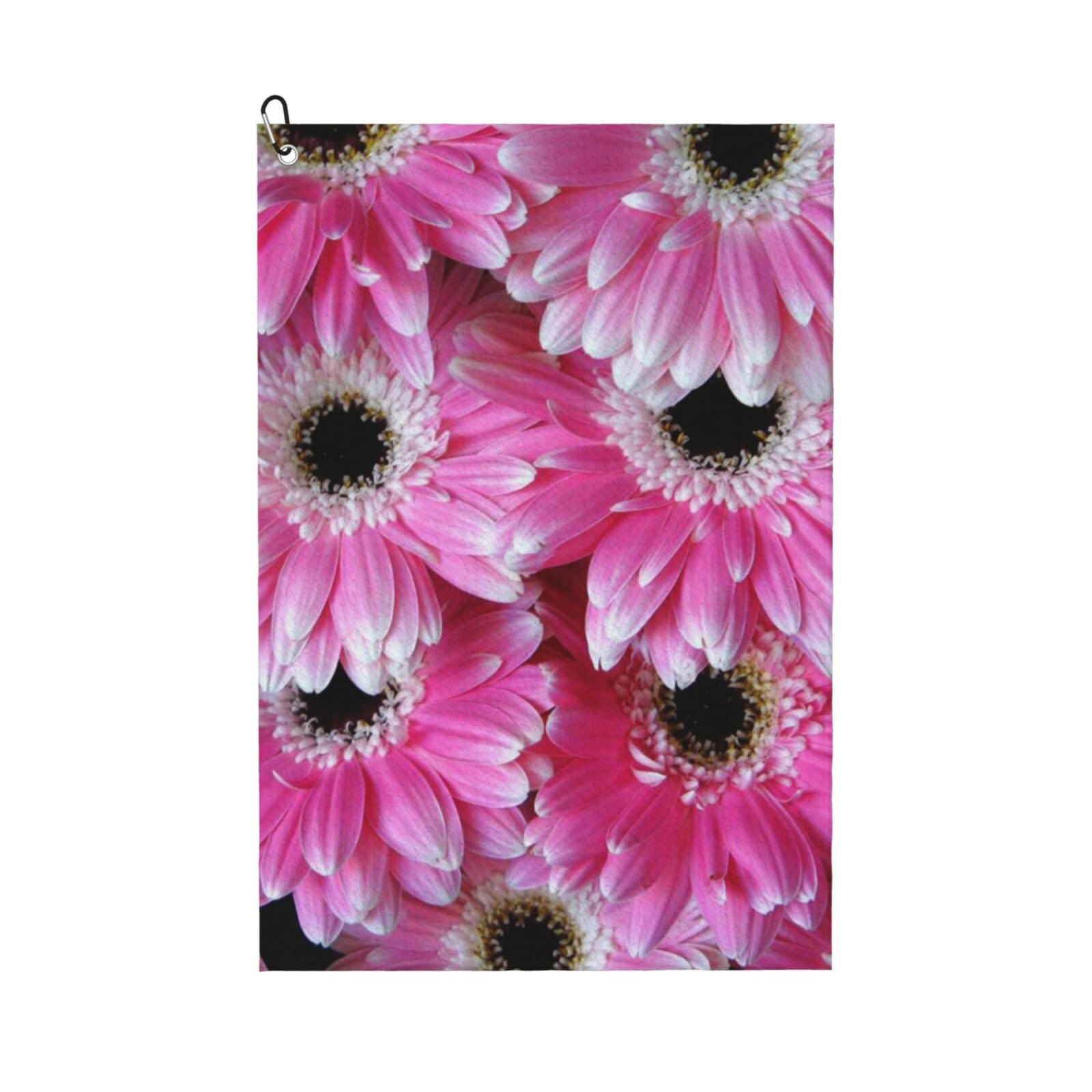 Hnnkloy Pink Flower, 16x24 in Portable Waffle Golf Towels with Carabiner Clip for Golf Bag