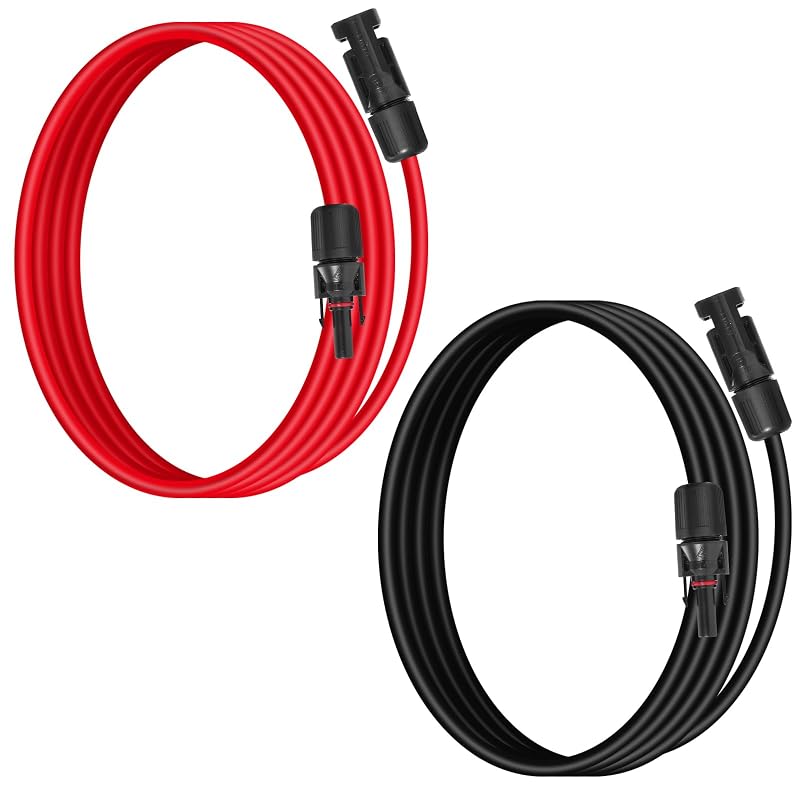 Cabo de Extensão para Painel Solar Behaunty 10AWG (6 mm²), 0,91 m, Preto e Vermelho, com Conectores Solares