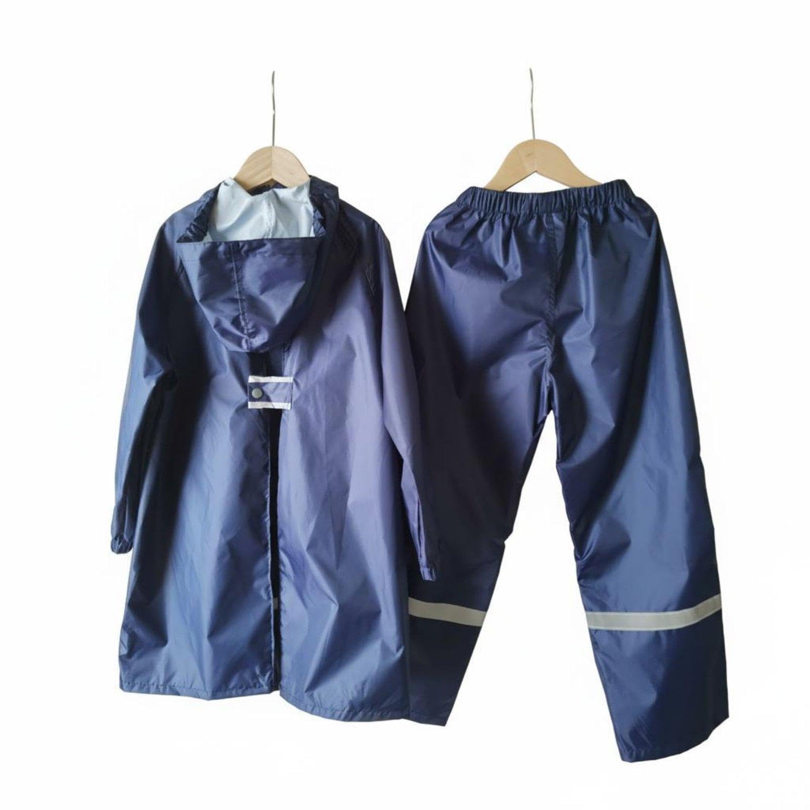 CALANDIS 2 Pieces Kids 2-Piece Rain Suit Waterproof Children's Raincoat and Pants Set Hooded Raincoat and Pants Set for Young Children, Outdoor, Camping 150 Navy Blue-picture-15
