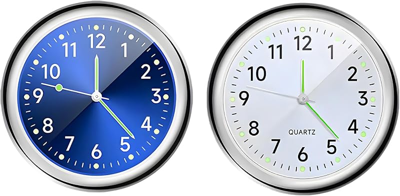 Relógio Automotivo Quartz para Painel e Saída de Ar BWBWND com Iluminação – 2 unidades Azul e Branco
