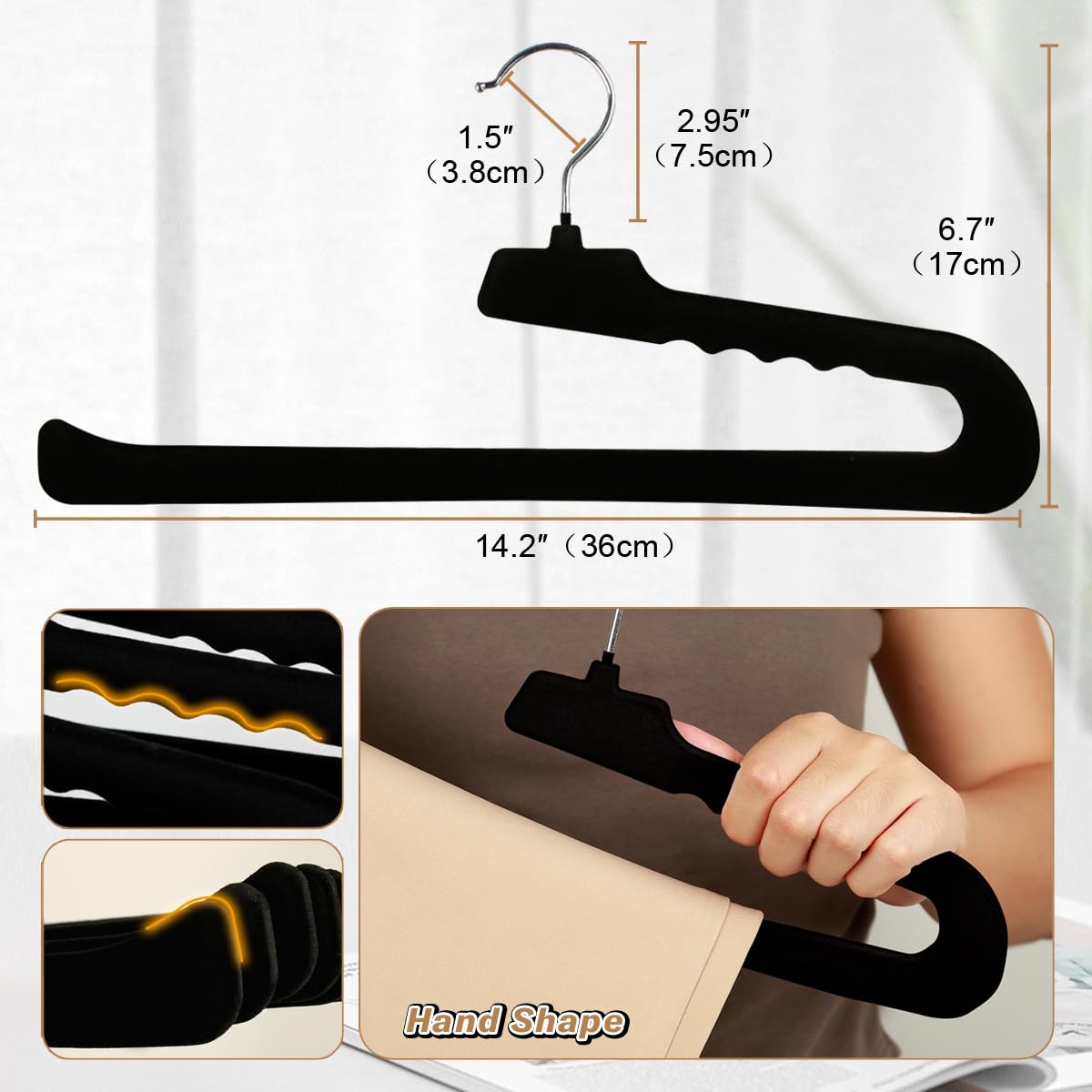Perchas para ropa y pantalones (8, negro)