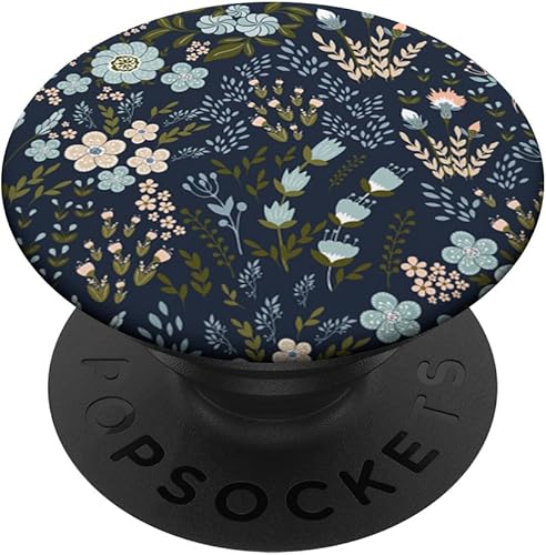 Flores de color verde oliva azul claro con diseño floral personalizado  PopSockets agarre y soporte para teléfonos y tabletas