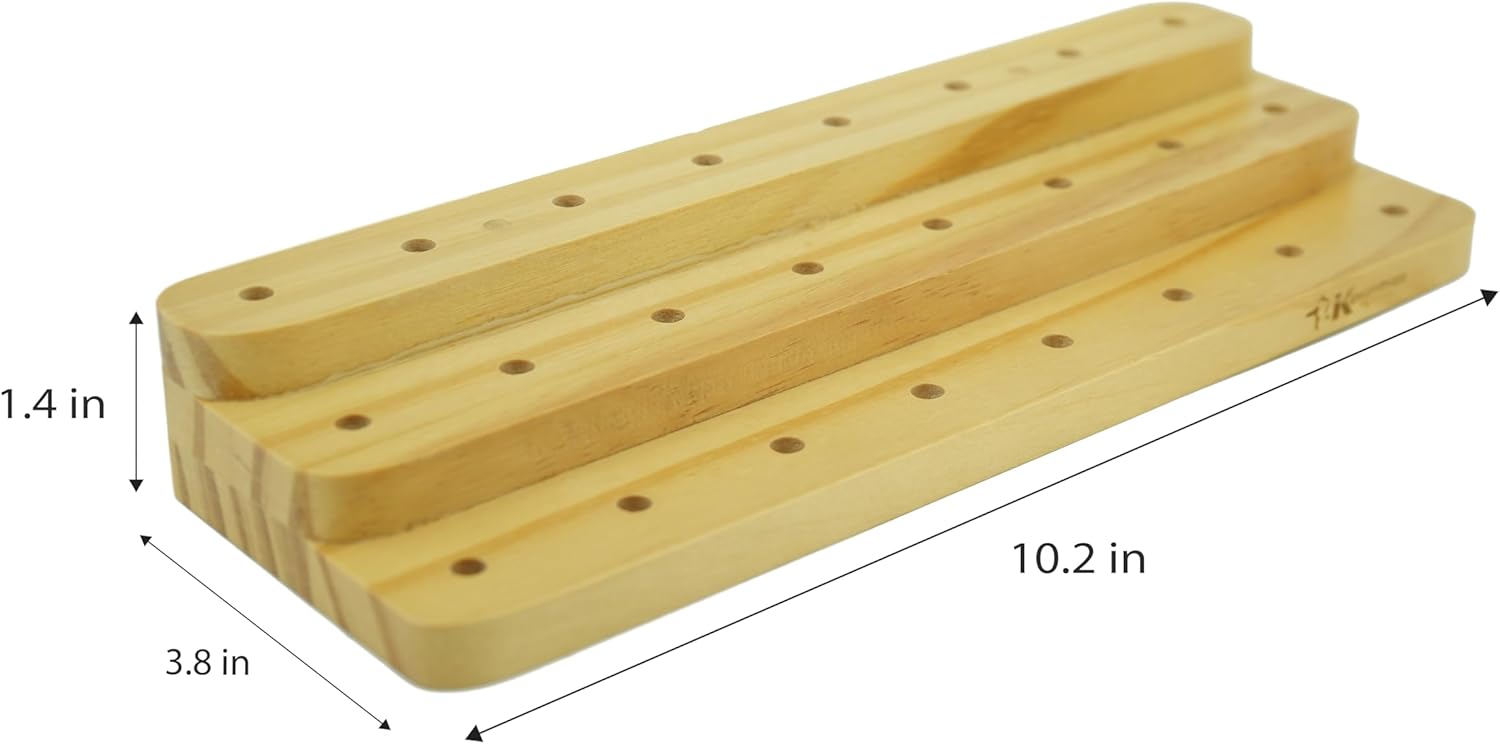 Kingfisher Fly Tying Thread Spool Stand, 24 Spools Capacity, Natural Beech Wood, 3 Layers, 1.57 inch (4cm) Tall Dowels.